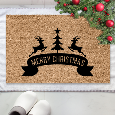 Merry Christmas Reindeer Large  Doormat - Unicorn Fart Productions